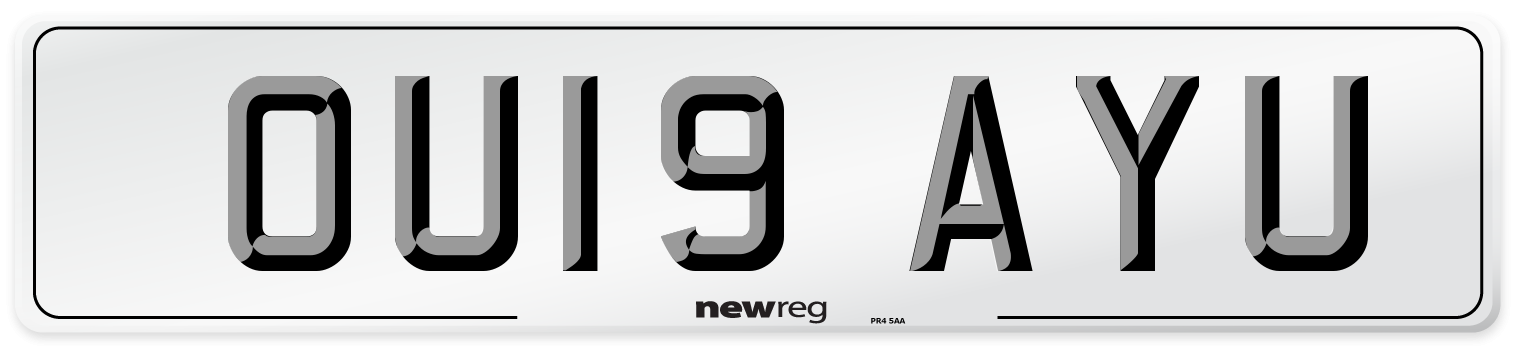 OU19 AYU Number Plate from New Reg